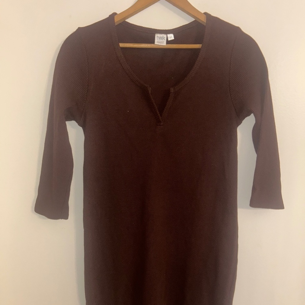 Twik by Simons Waffle Knit Mini Dress – Chocolate Brown, Size M